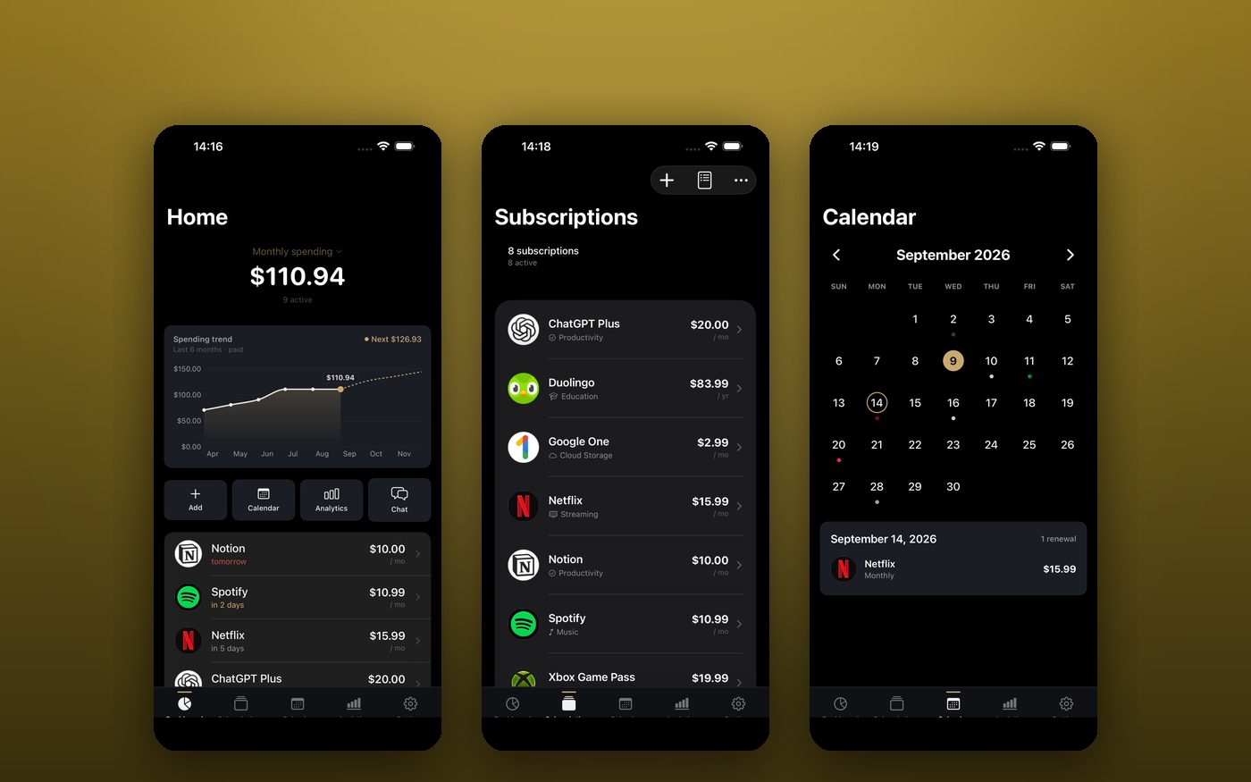 SubsTracker AI — screenshot
